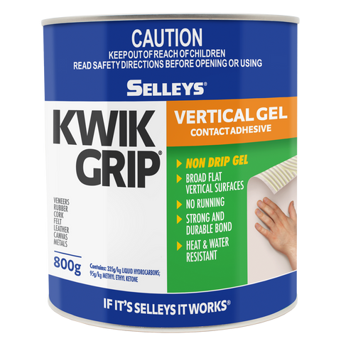 Selleys 800g Kwik Grip Vertical Gel Contact Adhesive - Solvent-Based, Non-Run
