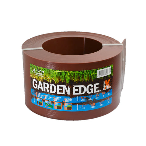 Icon Plastics Garden Edge 150mm x 10m Jarrah Plastic UV Stabilised
