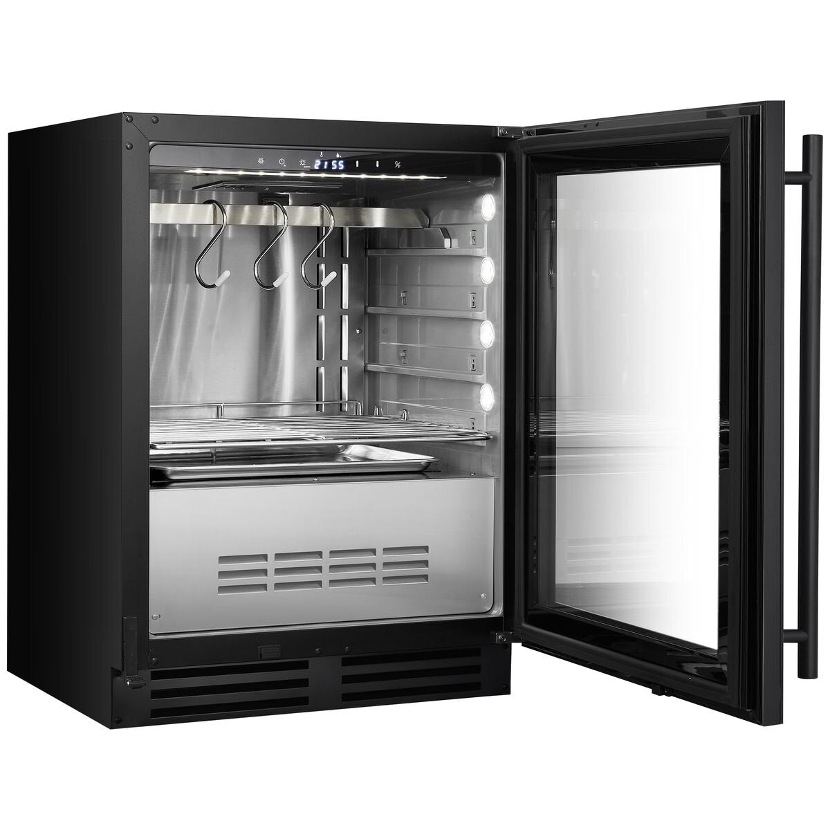 KingsBottle 98L Under Counter Steak and Meat Ager - Black, Right Hinge, Glass Door - KB50SA-FG-RHH