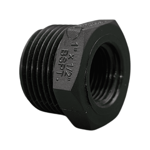 GD Watermark 1-1/2" x 1" Poly Irrigation Reducing Bush - Glass Fibre Reinforced Nylon, Black