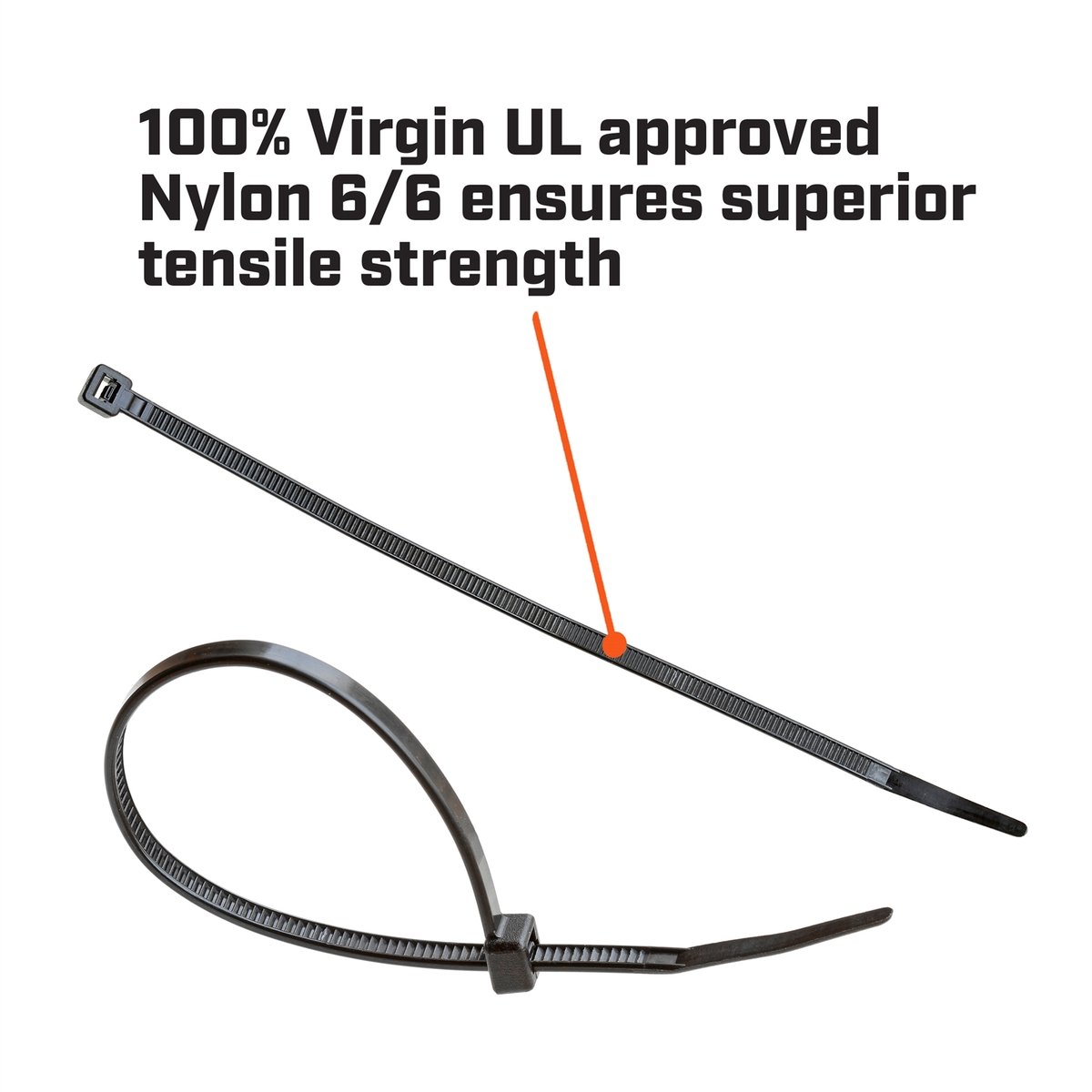 Crescent 370mm x 7.6mm Black Heavy Duty UV Resistant Cable Ties - 100 Pack