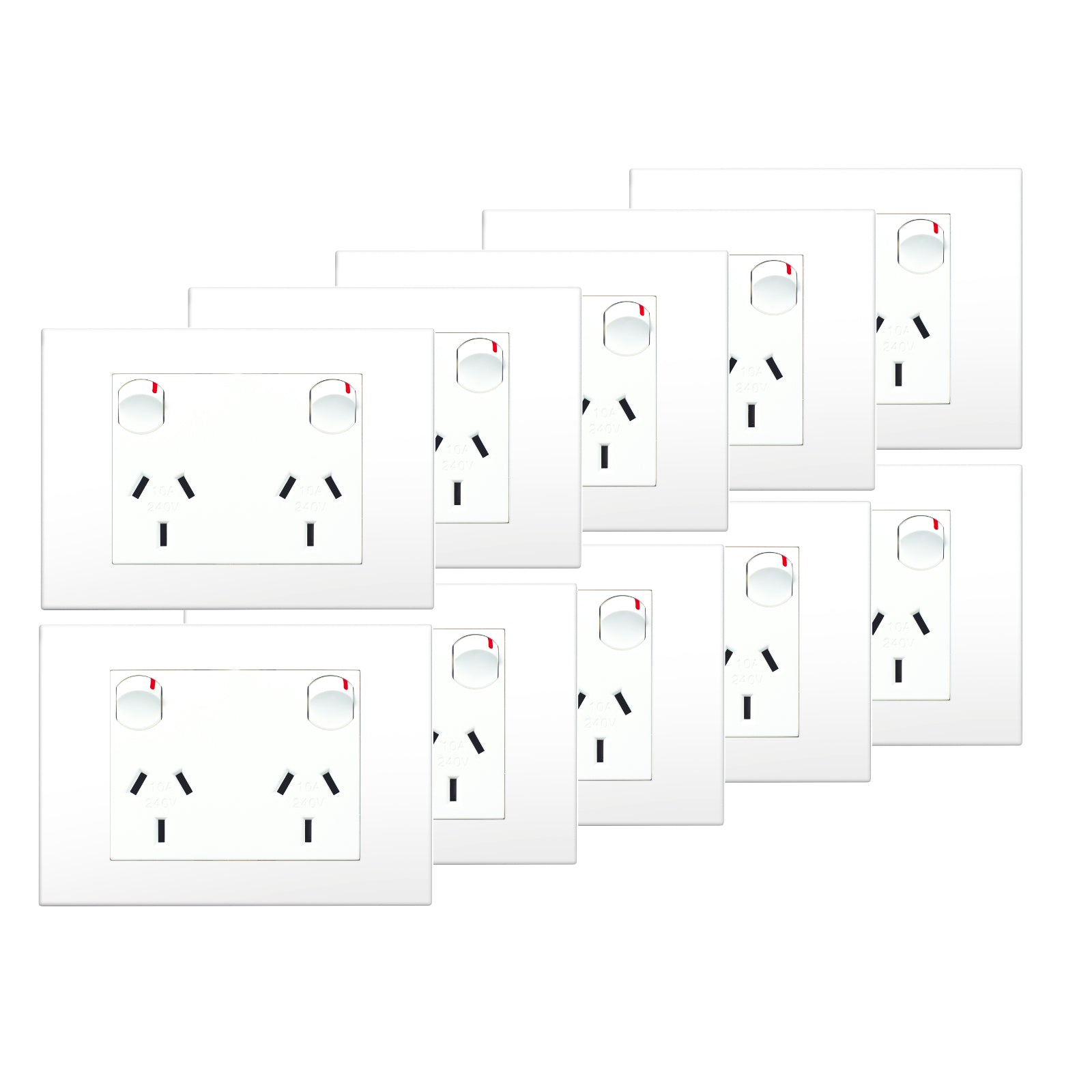 HPM VIVO Double Powerpoint, White 10A 240V Surface Mount, 10 Pack