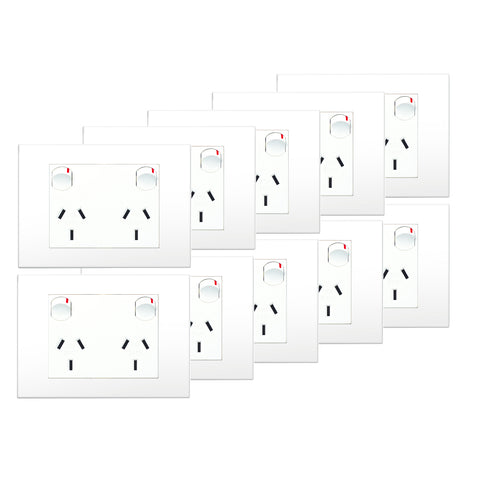 HPM VIVO Double Powerpoint, White 10A 240V Surface Mount, 10 Pack