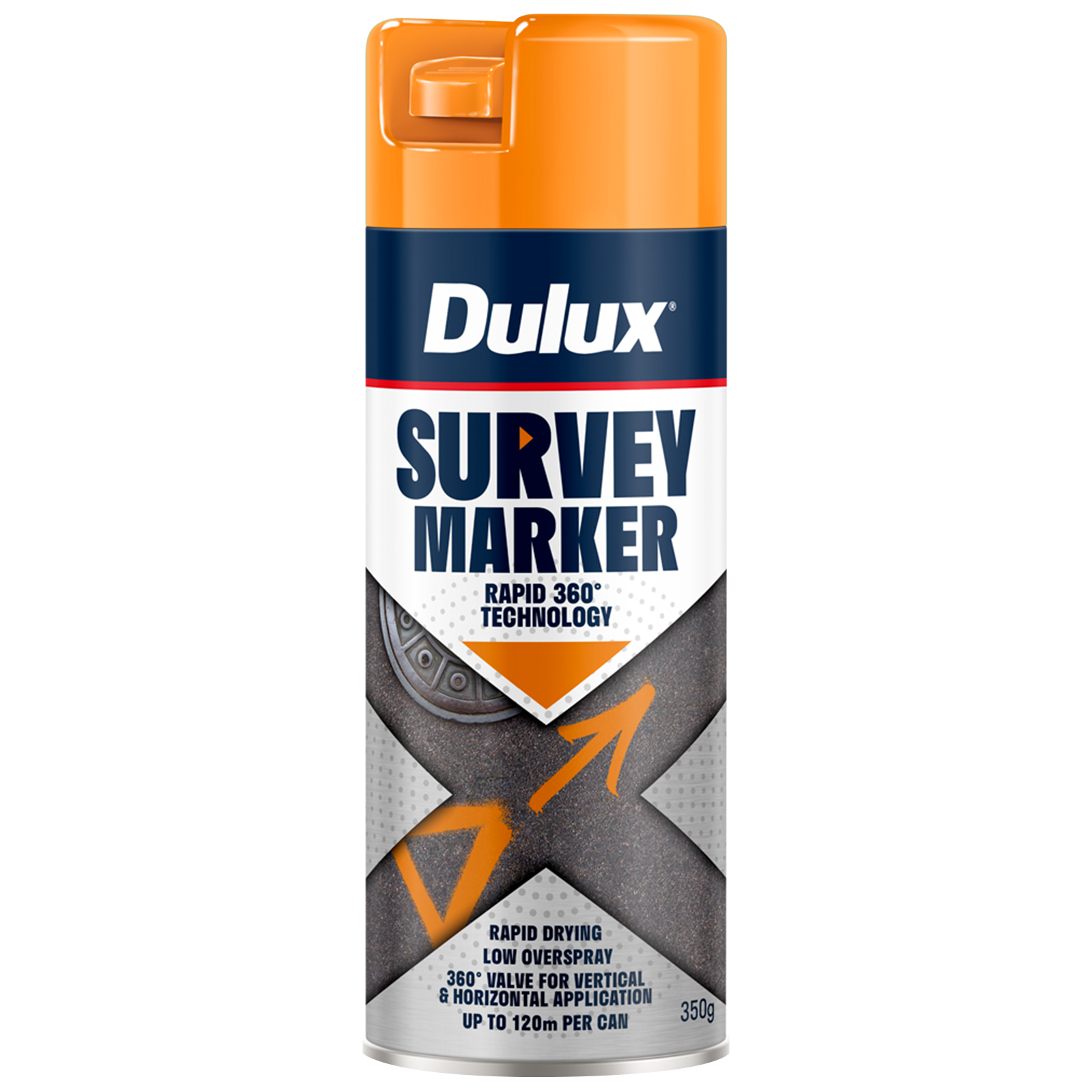 Dulux 350g Fluoro Orange Survey Marker Spray Paint - High Visibility