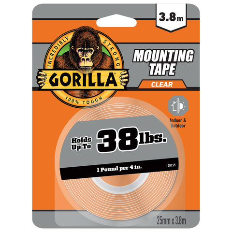 Gorilla 3.8m Clear Double Sided Mounting Tape