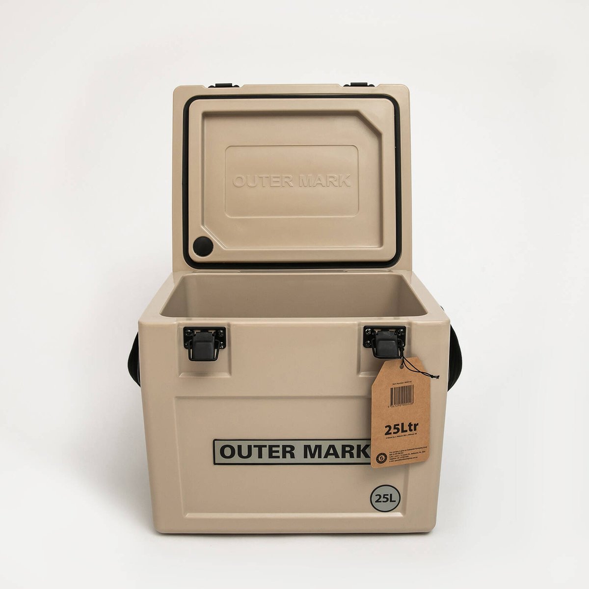 Outermark 25L Premium Moulded Cooler Ice Box - Beige, Stainless Latches
