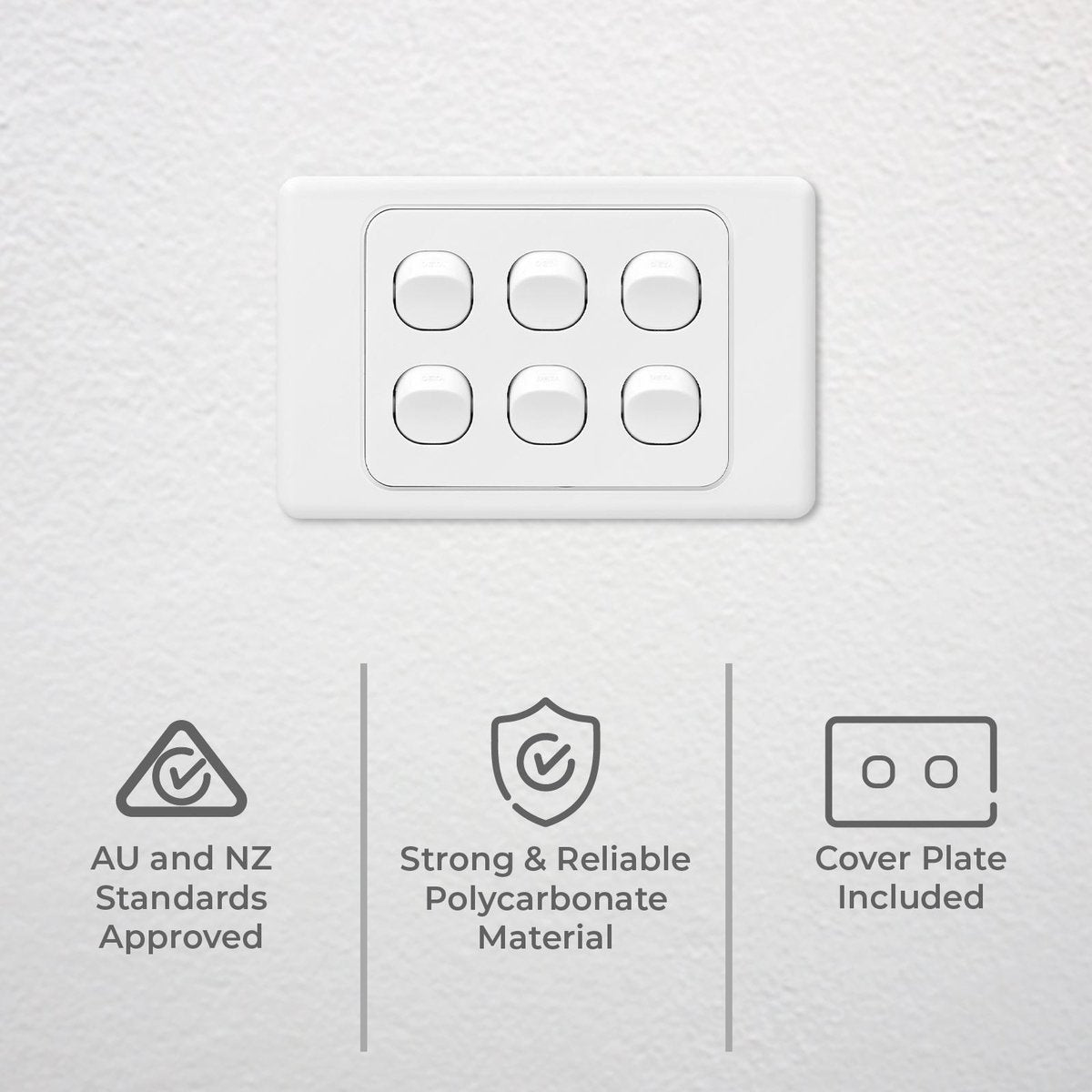 DETA Six Gang Switch 6 Gang White Polycarbonate 240V