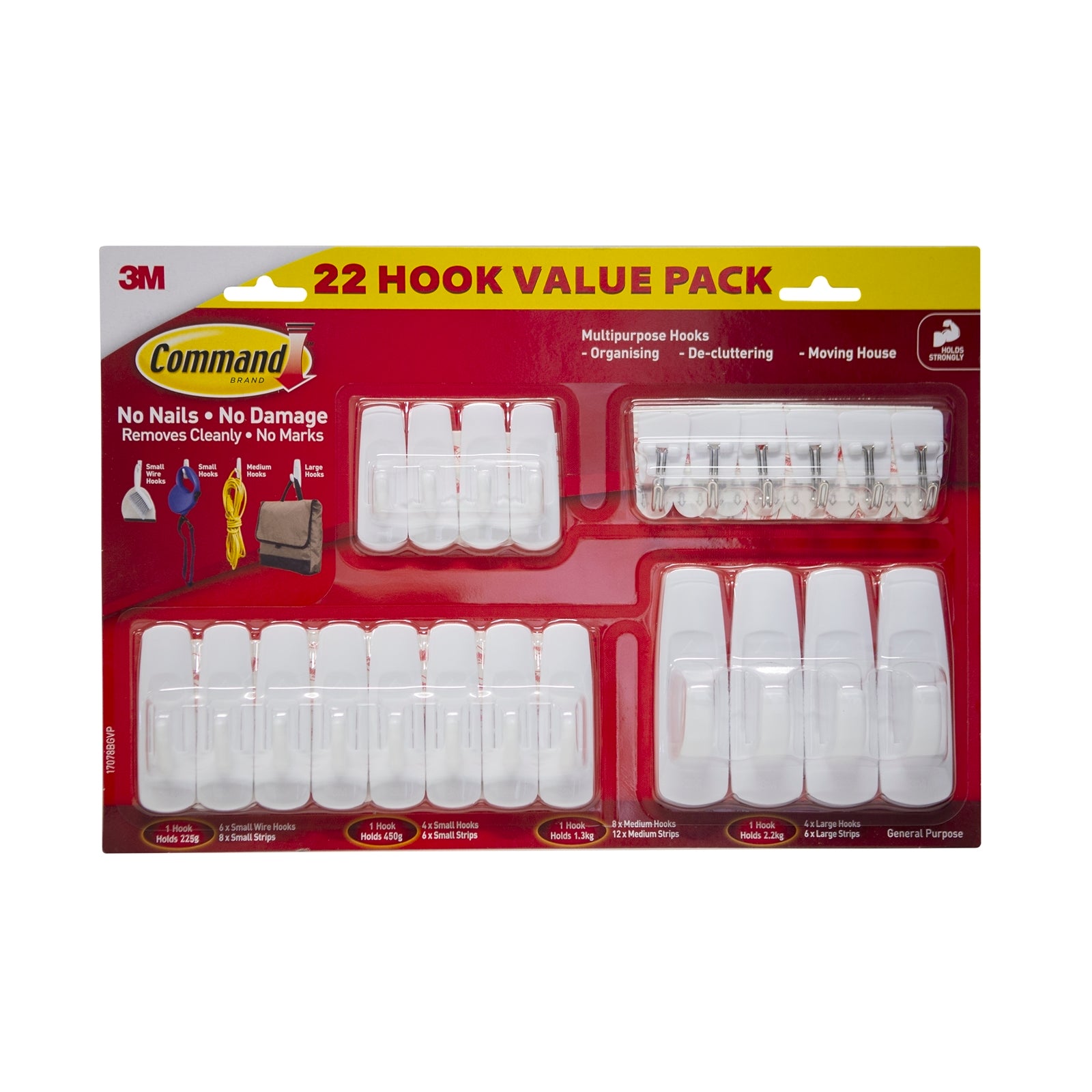 Command White Mixed Wall Adhesive Hooks Value Pack 22 Pack