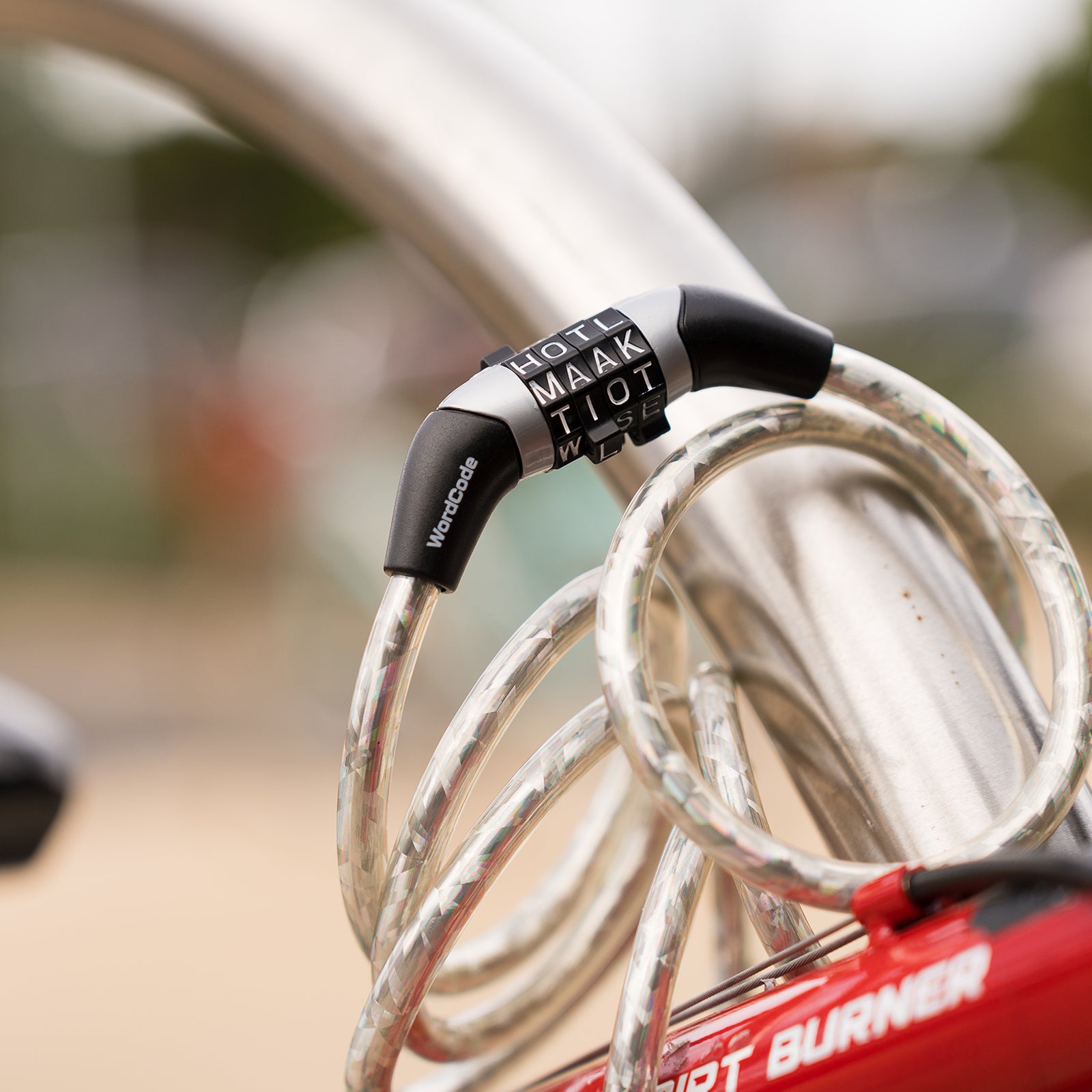 Wordcode 8mm x 1.52m Silver Steel Braided Cable Combination Bike Lock