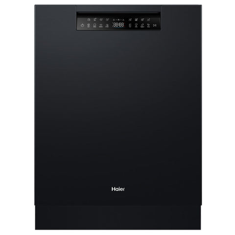 Haier 60cm Built Under Dishwasher with Steam - 15 Place Settings, Black, WiFi - HDW15U3B1