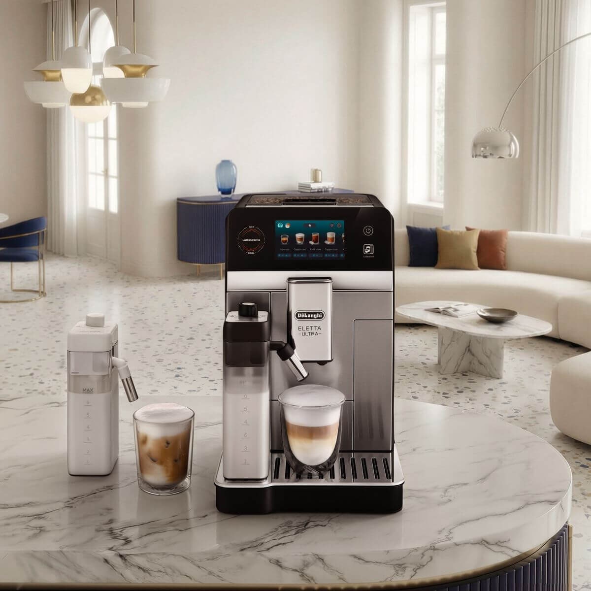 DeLonghi Eletta Ultra fully automatic coffee machine - 50+ hot and cold recipes, LatteCrema - ECAM47085MB