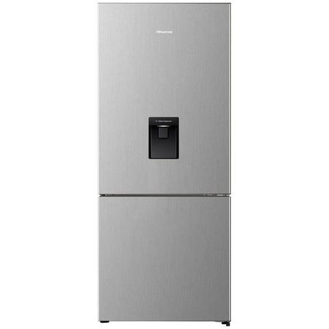Hisense 415L Bottom Mount Fridge - Non-Plumbed Water Dispenser, Stainless Steel, 5 Star Energy - HRBM419SW