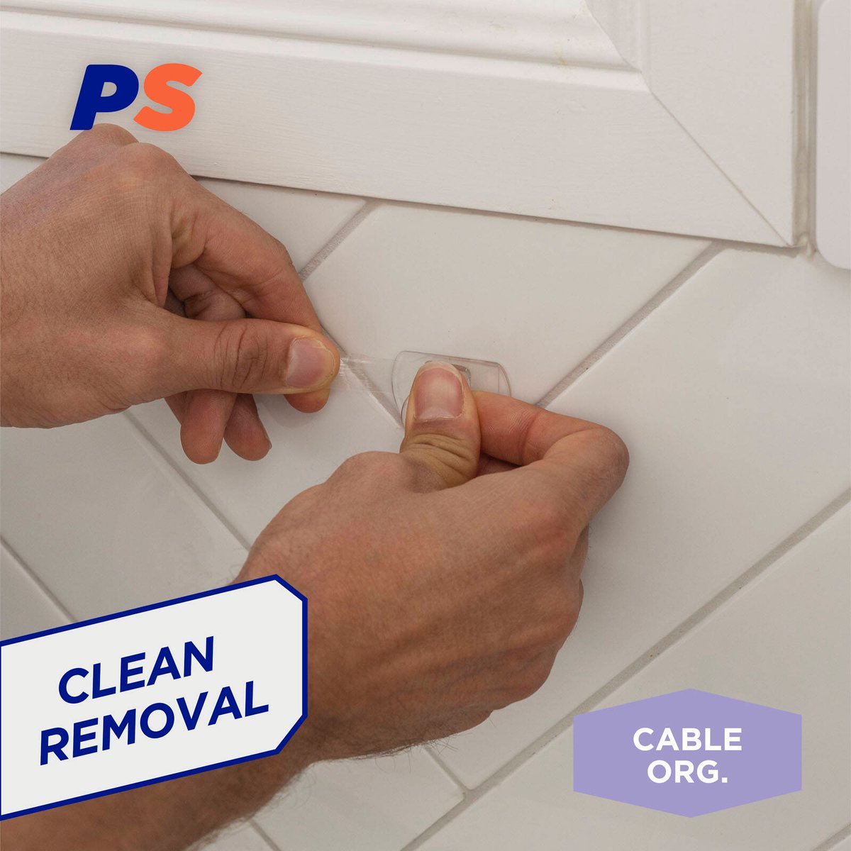 Permastik Large Clear Self-Adhesive Cord Clips - 6 Pack