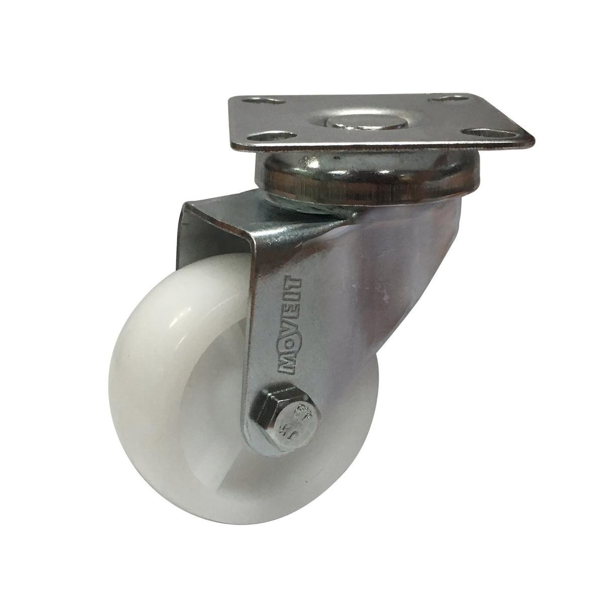 Move It 50mm White Polypropylene Swivel Plate Castor 40kg