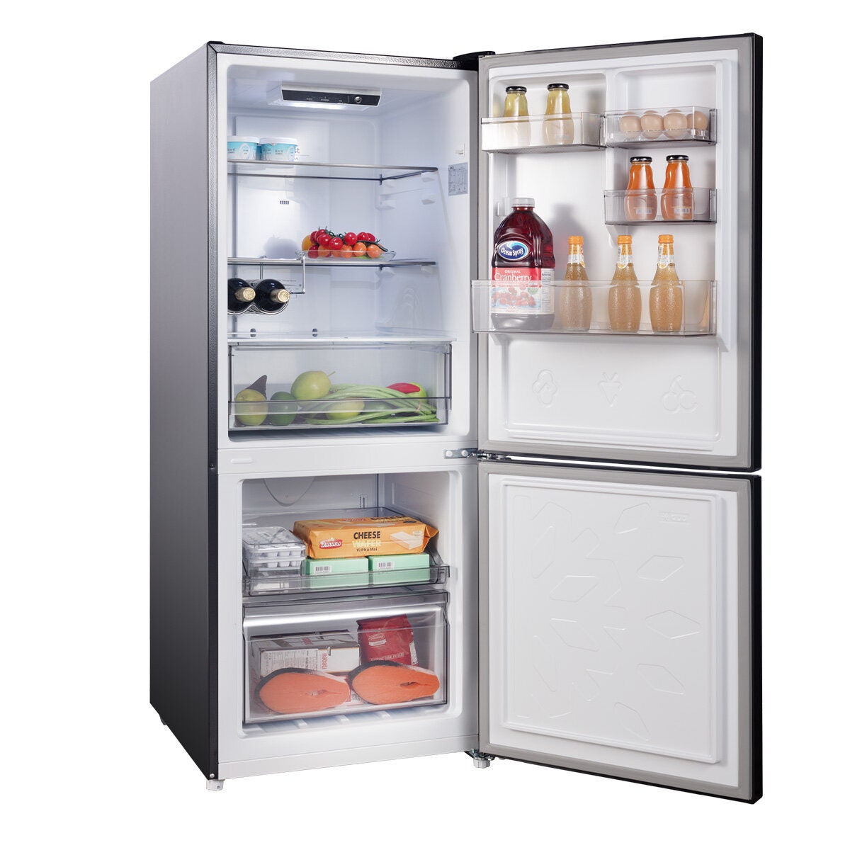 CHiQ 283L bottom mount fridge - black steel, inverter system, 5.5 star energy rating - CBM282NBS5E
