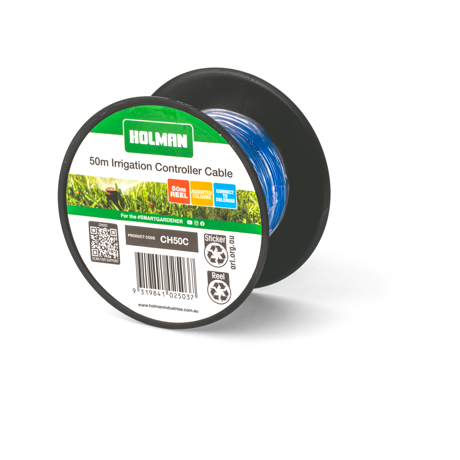 Holman 50m Irrigation Wire Cable - 5 Assorted Colours, Spool