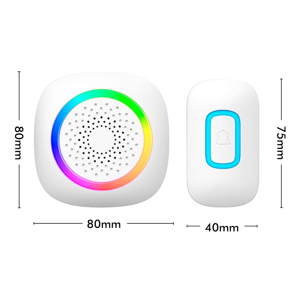 Arlec White 200m Wireless Plug-in RGB Door Chime With Push Button DCAP01