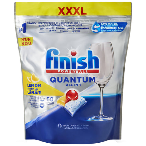 Finish Quantum Lemon Sparkle All-In-One Dishwashing Tablets 60 Pack