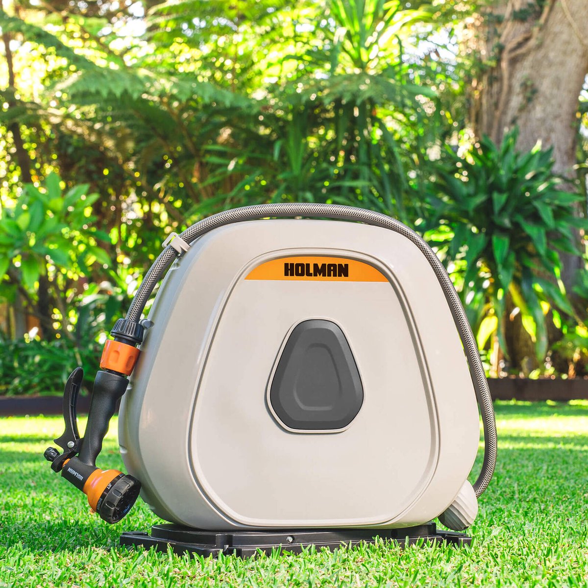 Holman 20m Portable Retractable Hose Reel with Ground Spikes - Auto Rewind