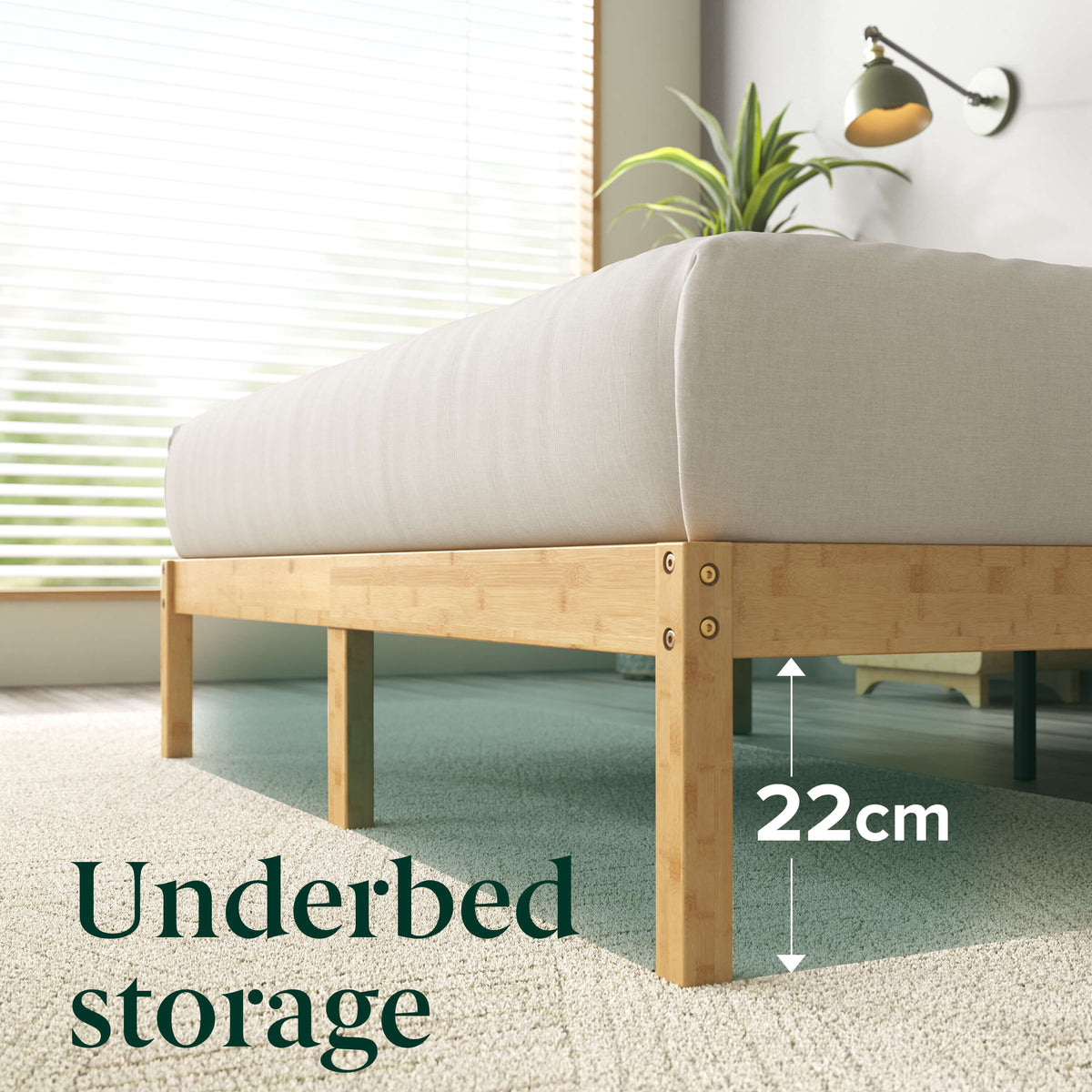 Zinus Moiz King Bamboo Wooden Bed Base - Bamboo Frame and Legs, No Box Spring Required - AU-FBMMB2ZC-12K