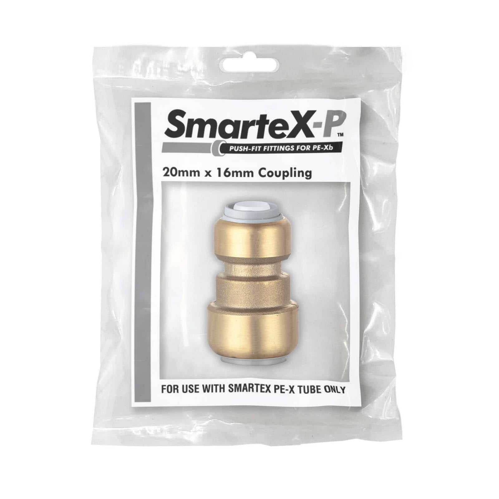 SmarteX-PEX 20 x 16mm Push-Fit Reducing Coupling - Lead Free Brass