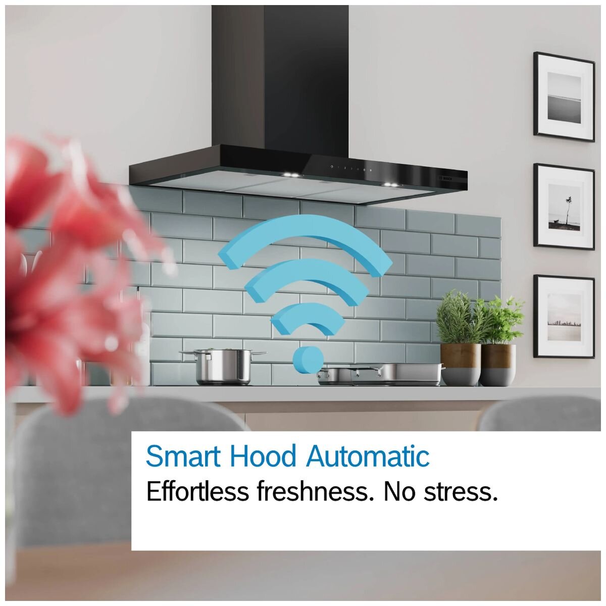 Bosch Series 6 90cm canopy rangehood - Stainless steel - 699m³/h, Home Connect, boost, timer - DWB97DN30A