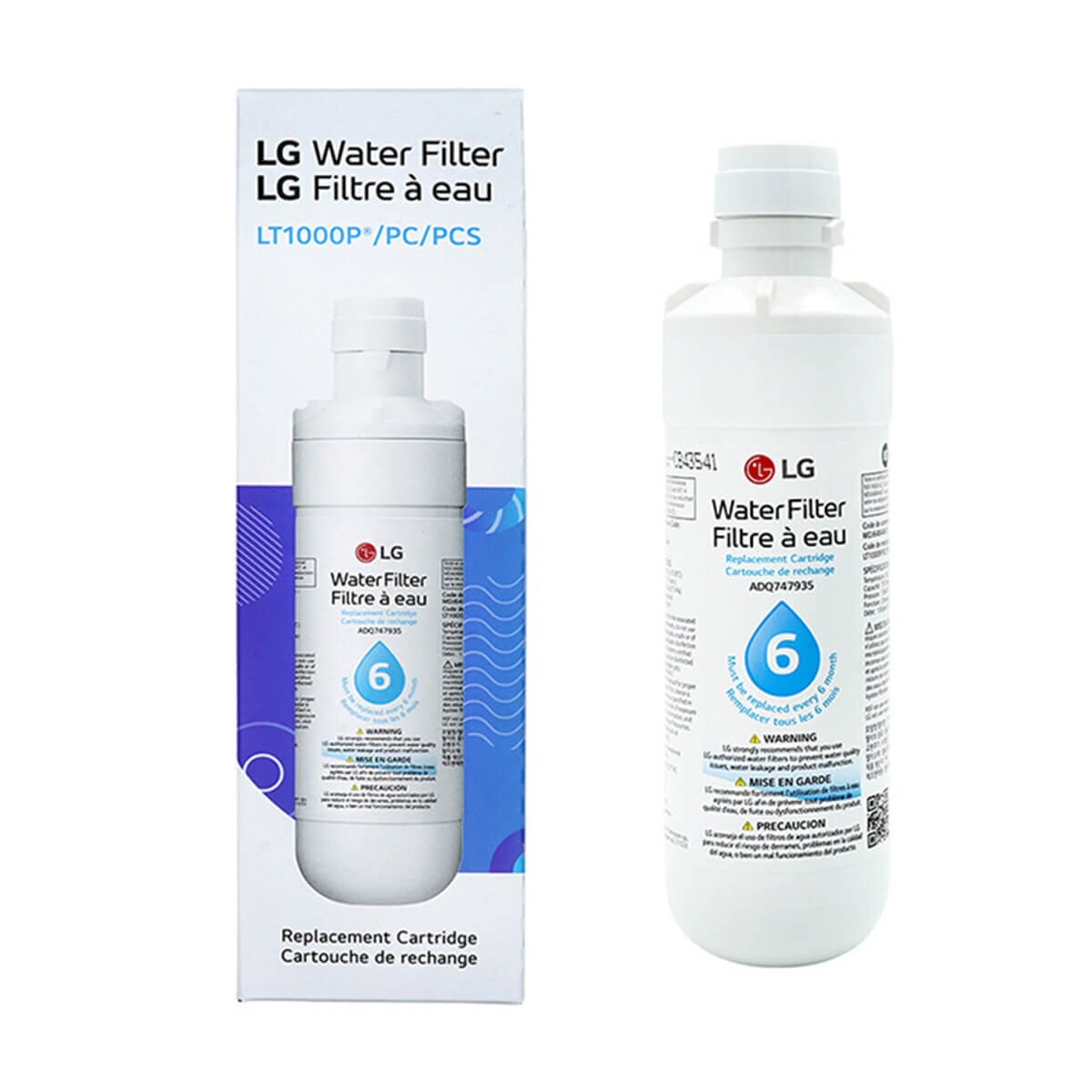 LG Refrigerator Water Filter Replacement - NSF Certified, Reduces 25 Substances - LT1000P