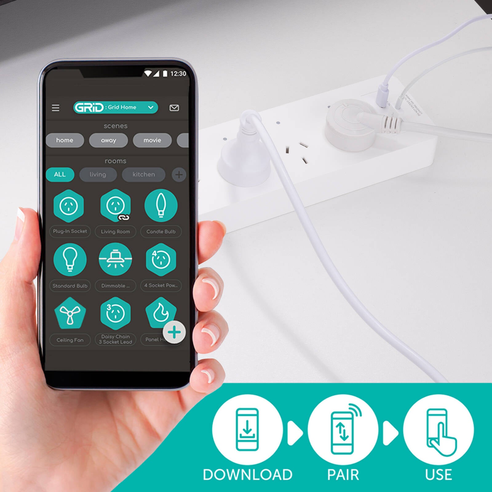 Arlec Grid Connect Smart 4 Outlet Powerboard with USB-A & USB-C Charger White PB4UHA