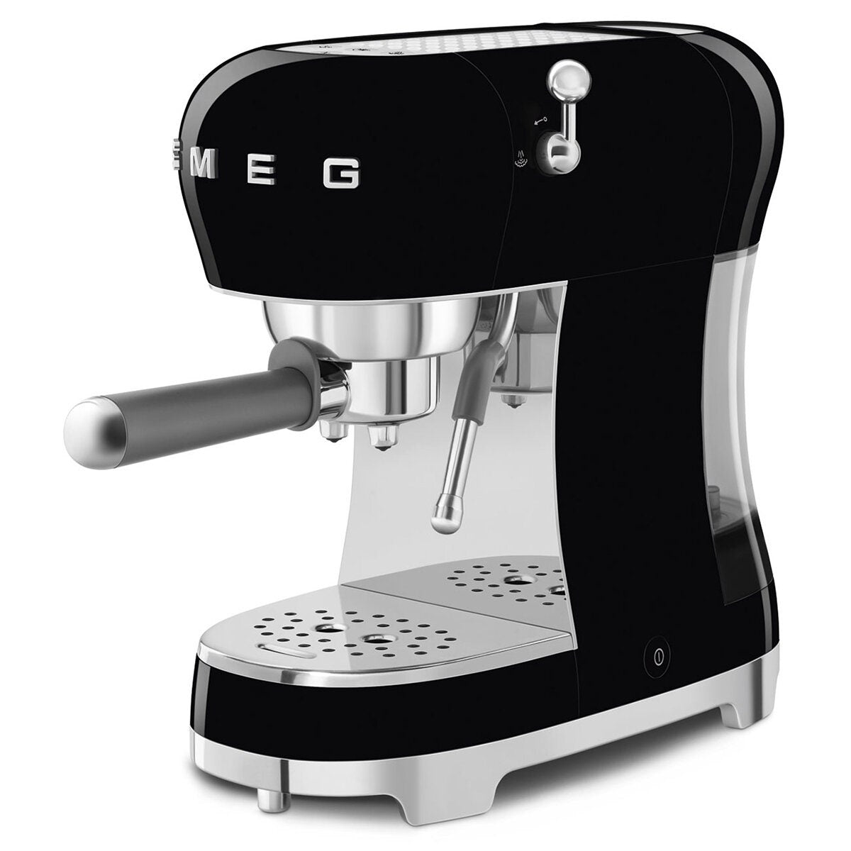 Smeg 50s Style Espresso Coffee Machine - 15 Bar, ThermoBlock, Steam Wand, Black - ECF02BLAU