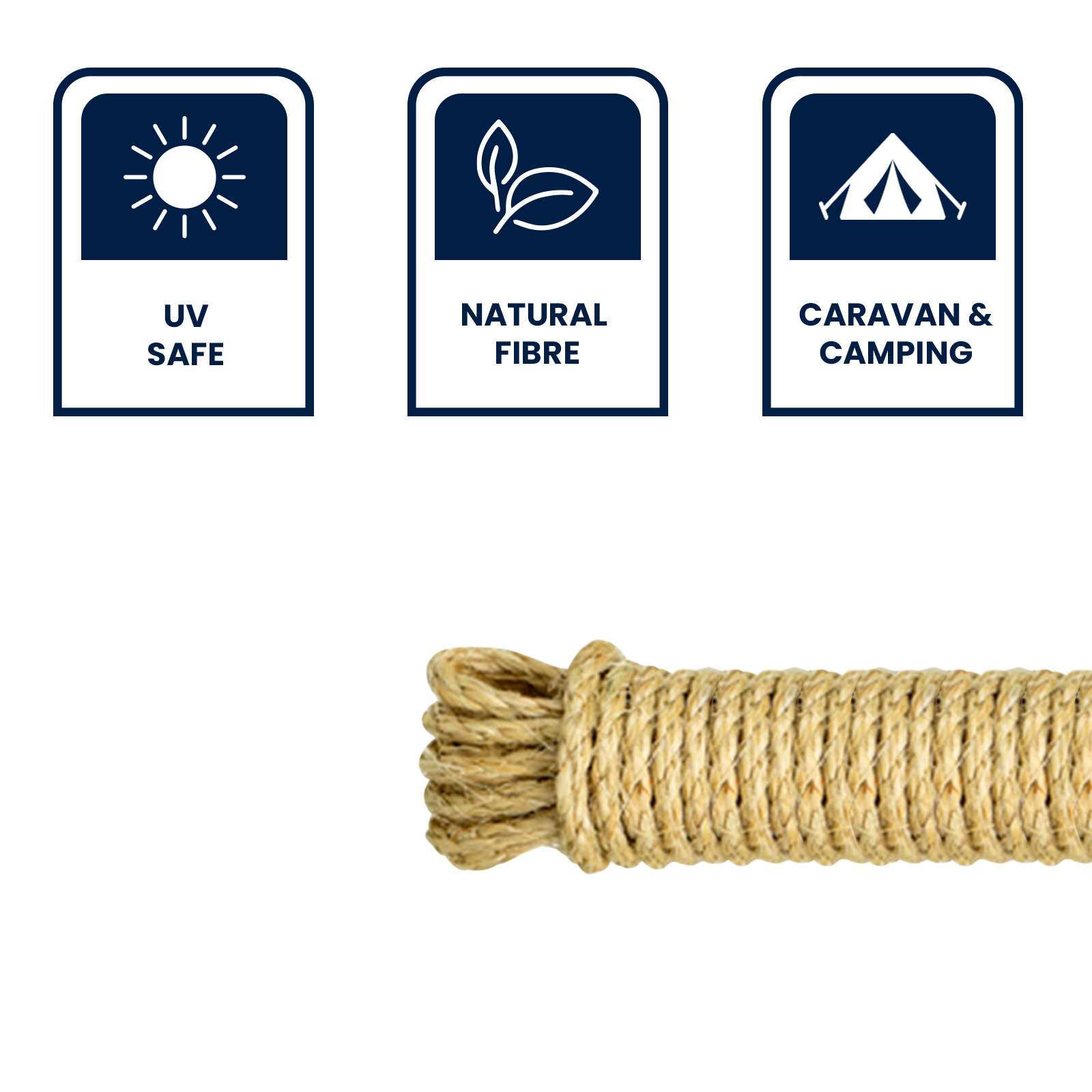Grunt 6mm x 10m Sisal Twisted Rope, Natural Fibre, 180kg Break Strength, Weather Resistant