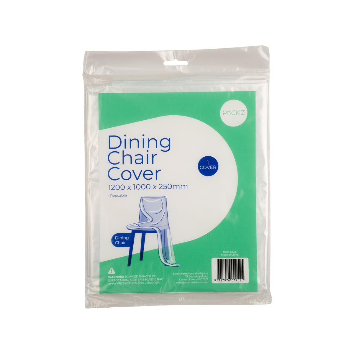 Packz Clear Plastic Dining Chair Cover 1200 x 1000 x 250mm