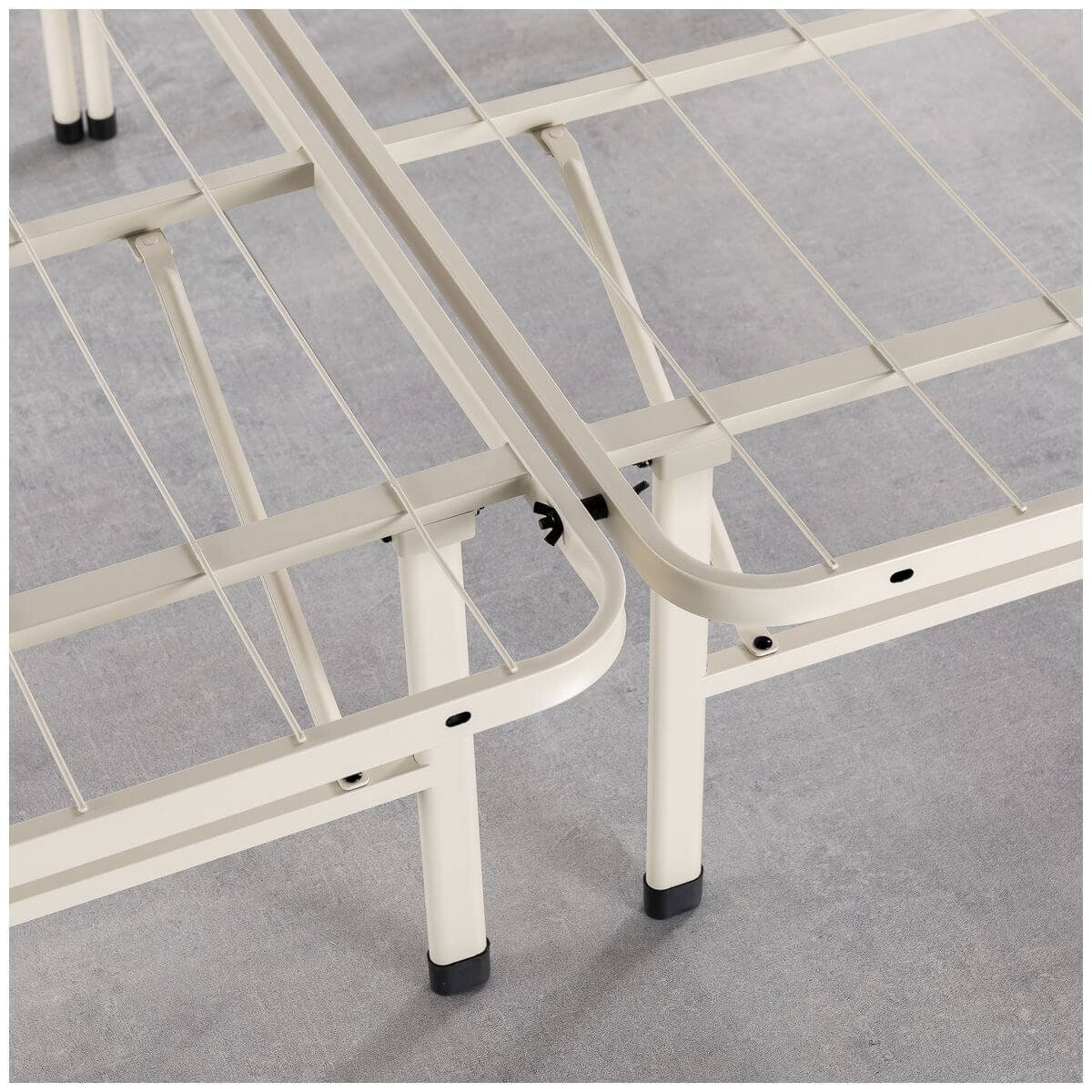 Zinus Queen Smart Base Folding Bed Frame - Beige Steel, 33cm Under-Bed Clearance - AU-SBBK-14BG-Q
