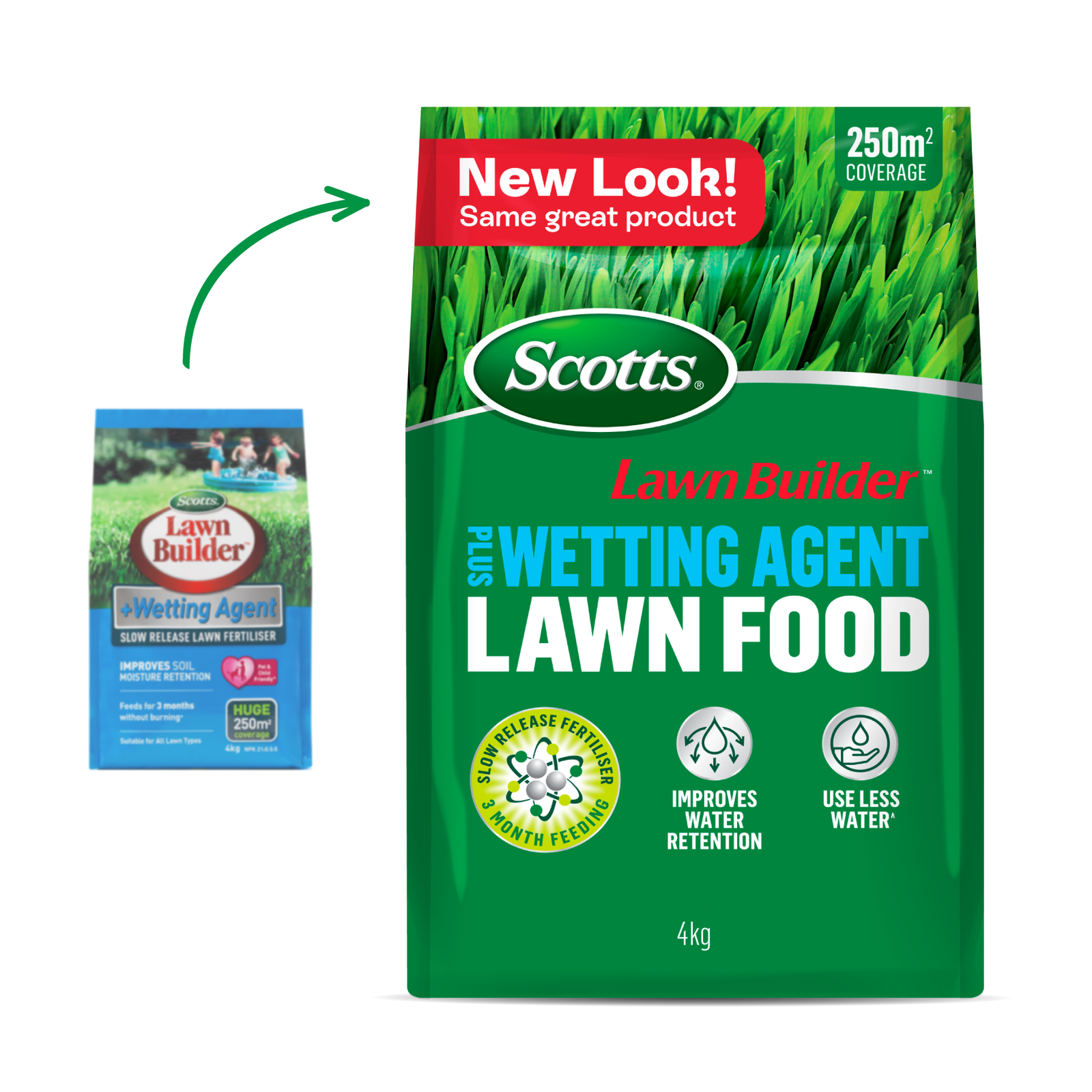 Scotts Lawn Builder 4kg Slow Release Lawn Food with Wetting Agent, Covers 250sqm