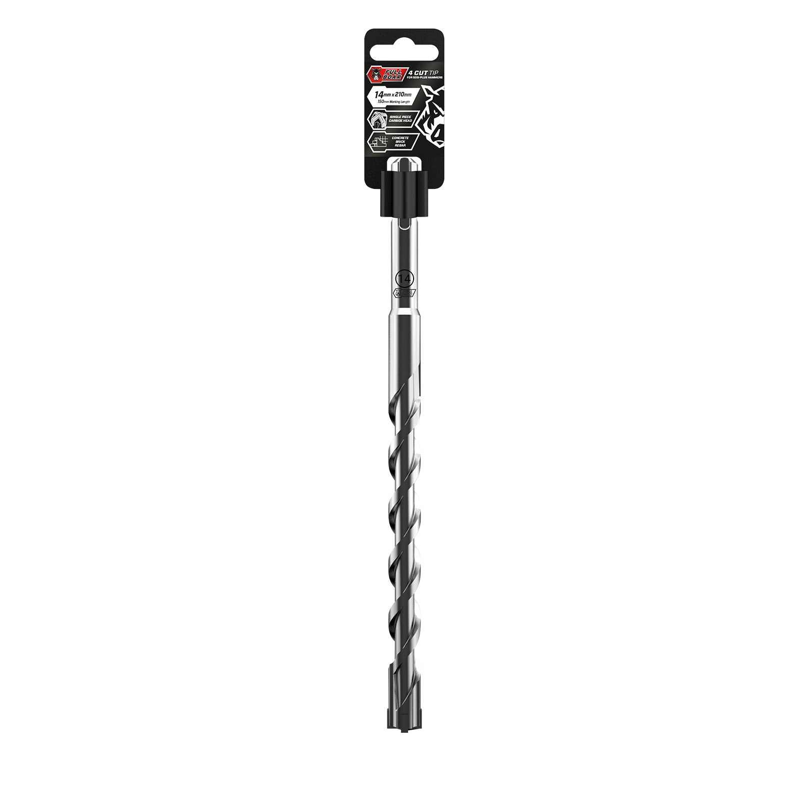 Full Boar 14 x 210mm 4 Cut SDS-Plus Masonry Drill Bit