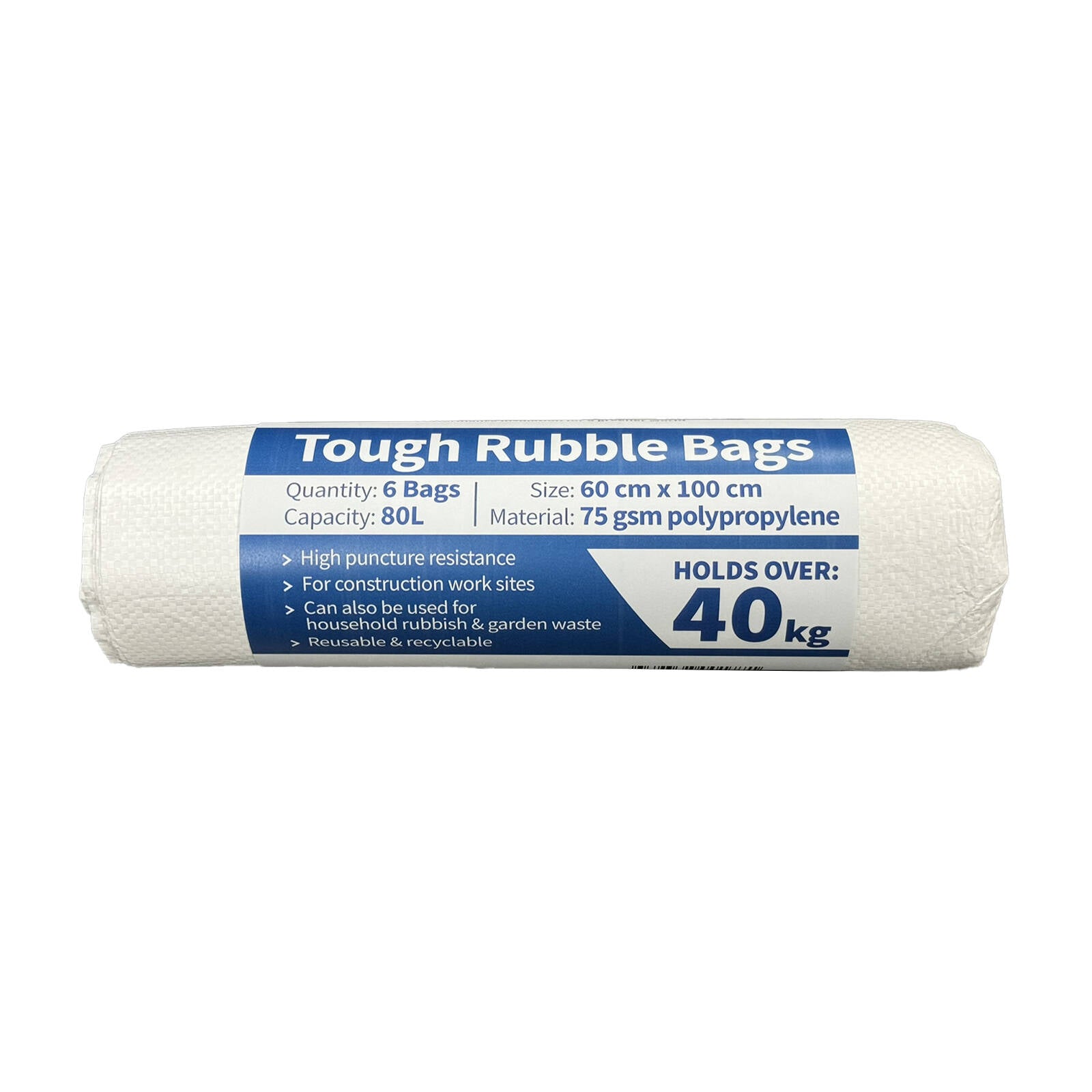 Ametalin Tough Rubble Bags 600 x 1000mm Heavy-Duty Woven - 6 Pack