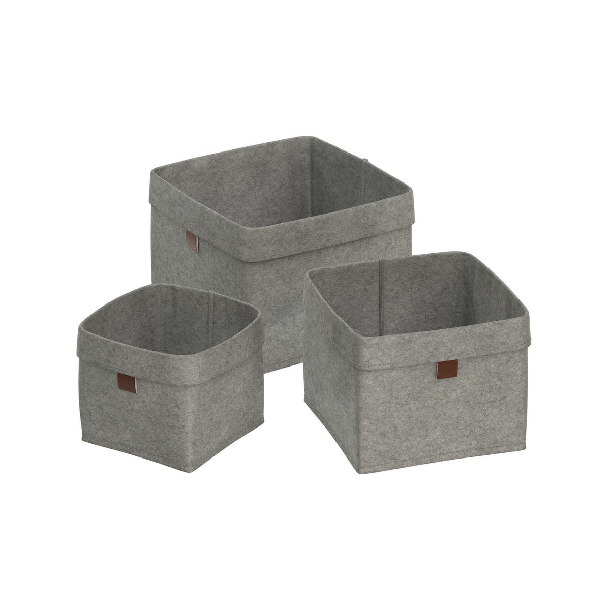 Flexi Storage Living Felt Baskets Set of 3 - Light Grey - 210mm x 160mm - Durable Storage Solution - SuperSaverAU - view 1