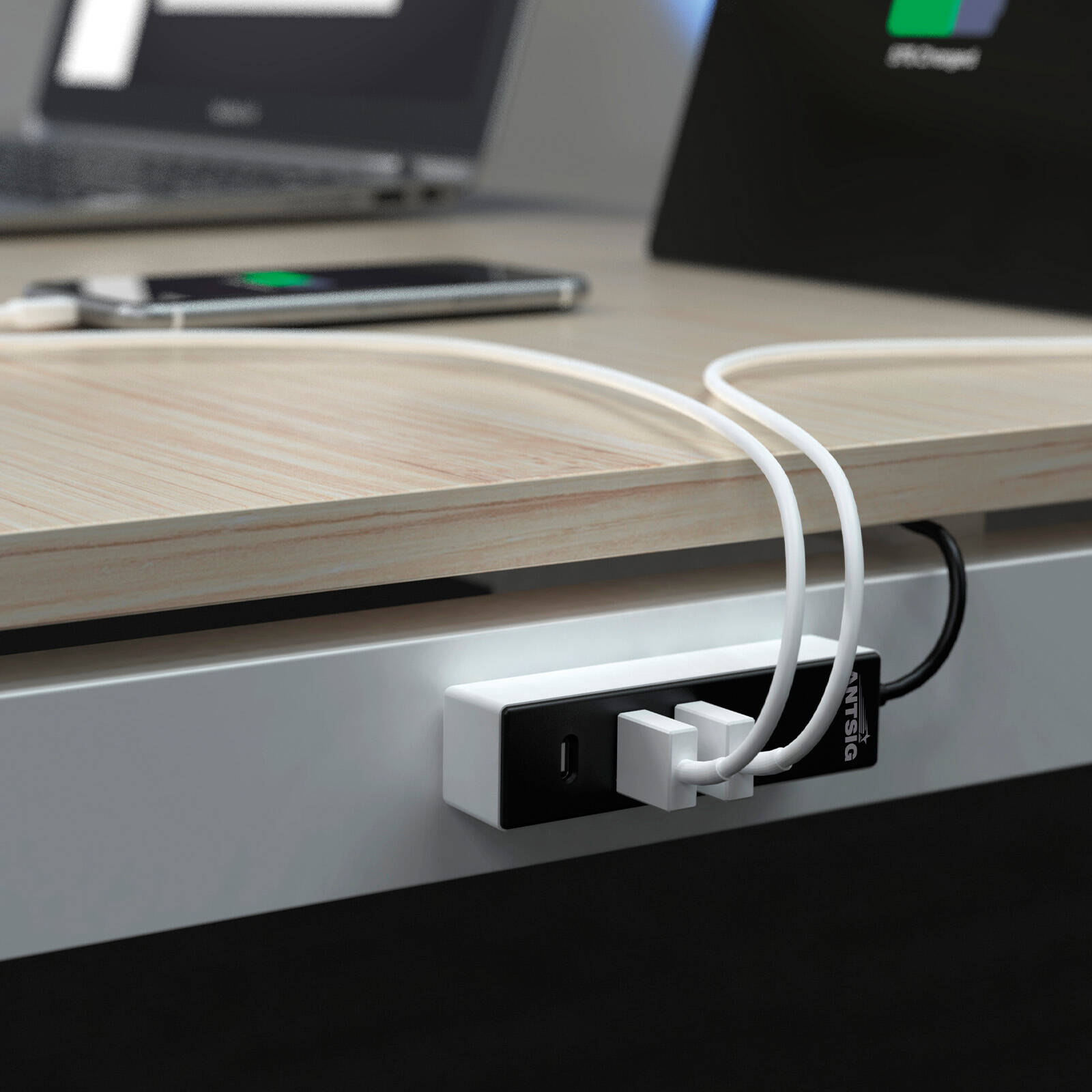Antsig 3-Port USB-A Hub AP184 - Black/White, Connect Multiple Devices