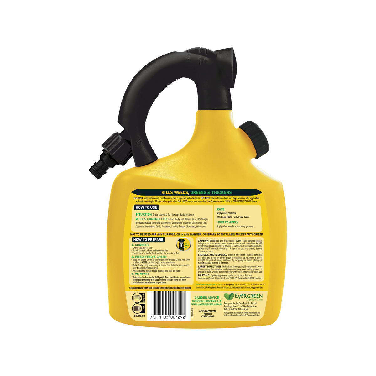 Scotts Lawn Builder Weed Feed Green Up Refillable Bottle 2.8kg - Kills Weeds - Feeds Lawn - SuperSaverAU - view 2