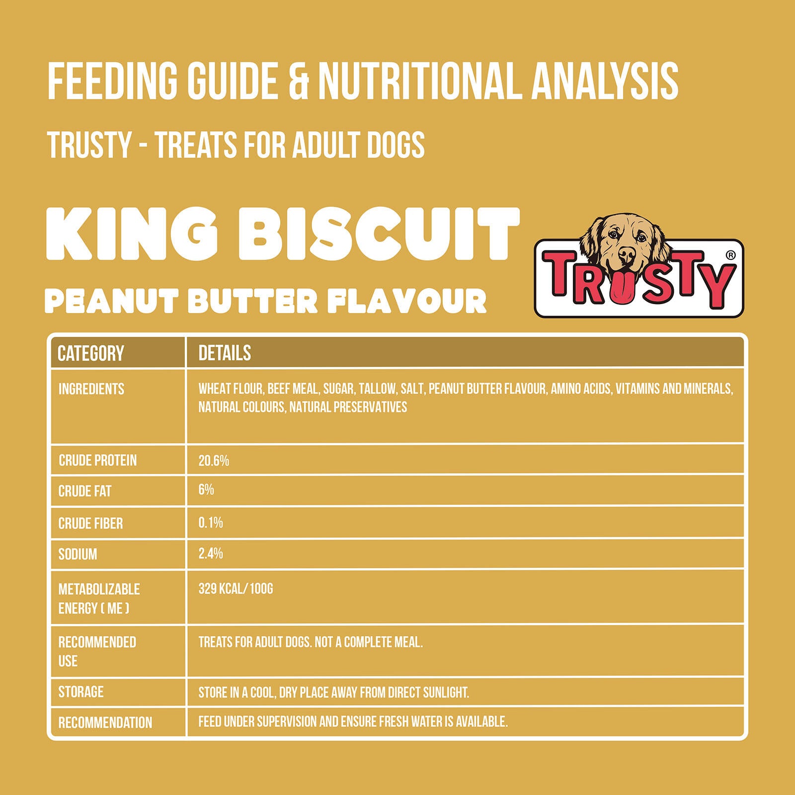Trusty Peanut Butter Flavour King Biscuit Dog Treat Dental Care for Adult Dogs Australian Made