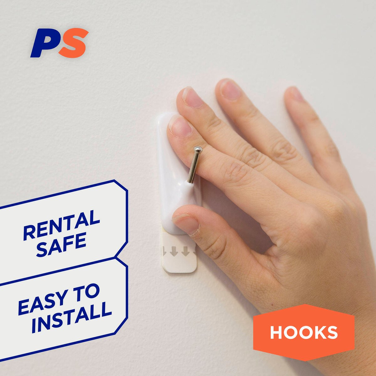 Permastik Large Cosmo Wire Hooks - 4 Pack - Plastic - Removable Adhesive - SuperSaverAU - view 3