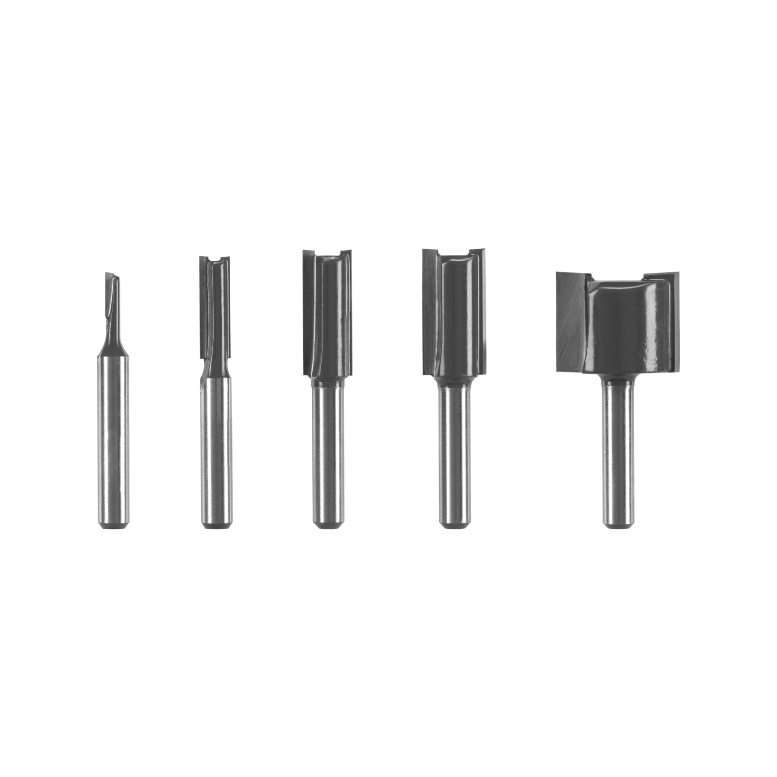Ryobi 5-Piece Straight Router Bit Set - 1/4" Shank for Grooves & Housing Joints