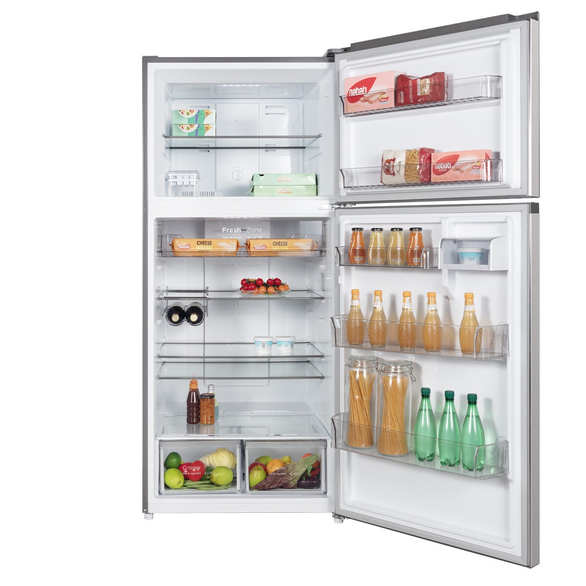 CHiQ 515L Top Mount Fridge - Stainless Steel with Wine Rack and Easy-to-Get Ice Box - CTM512NSS5E