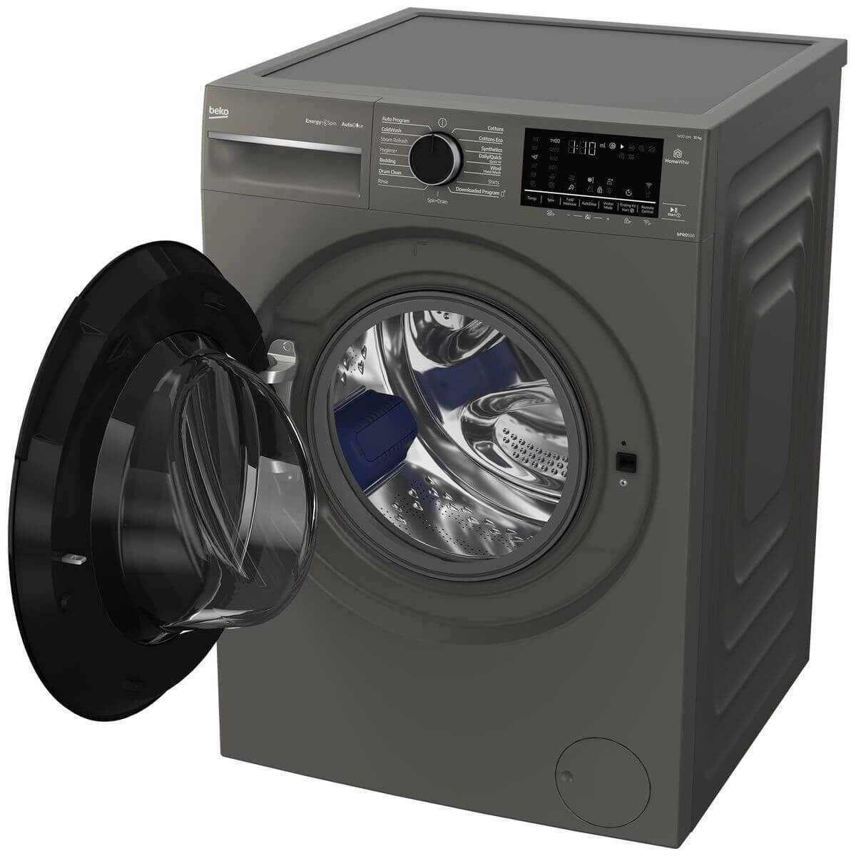 Beko 10kg Front Load Washing Machine - Graphite, AutoDose, SteamCure, ColdWash, HomeWhiz - BFLB103ADG