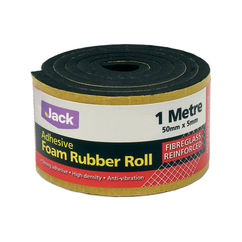 Jack 50mm x 5mm x 1m Self-Adhesive Rubber Foam Roll