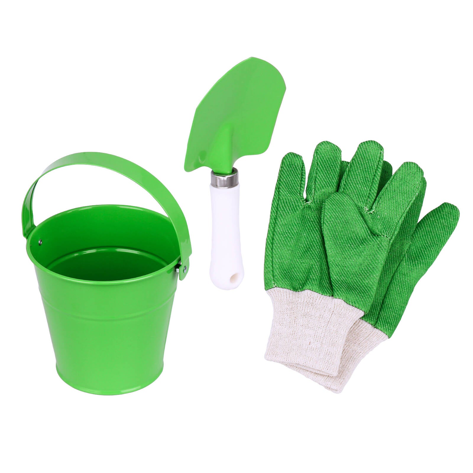 Kids 3-Piece Gardening Set Green, Nylon, Carbon Steel and Durable Plastic
