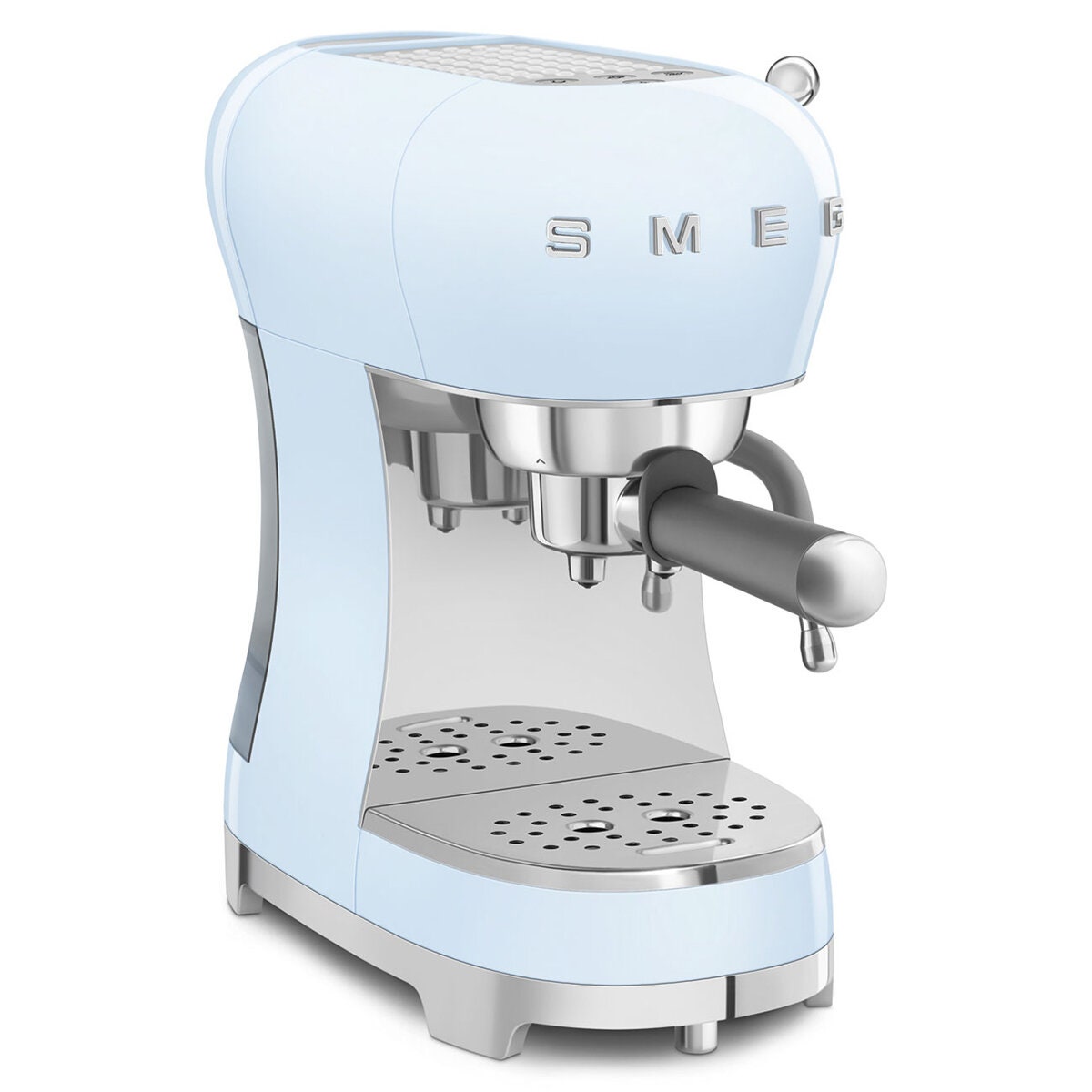 Smeg 50s Style Espresso Coffee Machine - 15 Bar, ThermoBlock, Steam Wand, Pastel Blue - ECF02PBAU