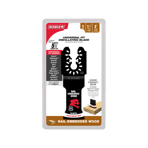 Diablo 32mm Universal Bi-Metal Multi-Tool Blade - Nail-Embedded Wood