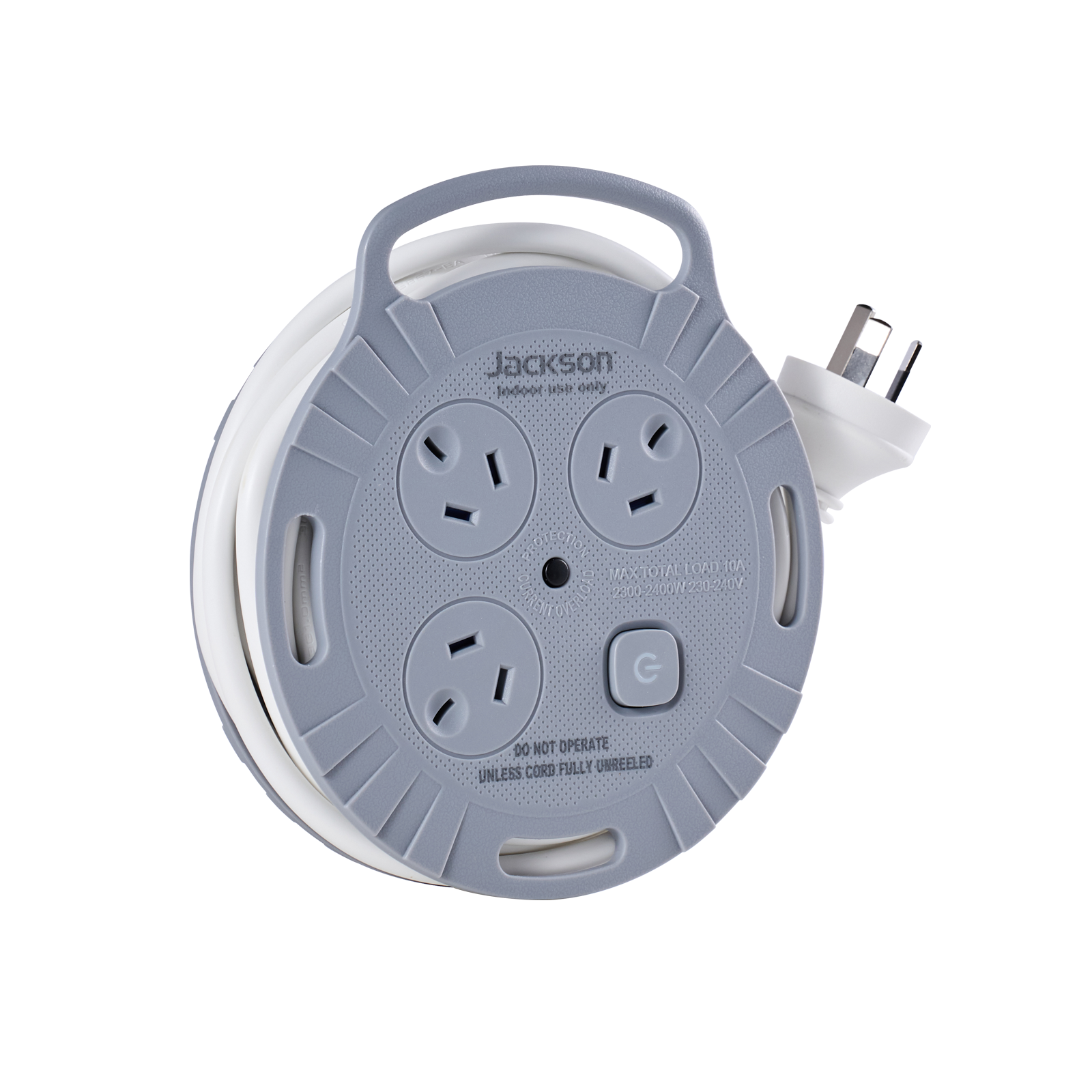 Jackson Rugged 3 Outlet 3m Extension Lead Reel, Indoor 240V 10A with On/Off Switch