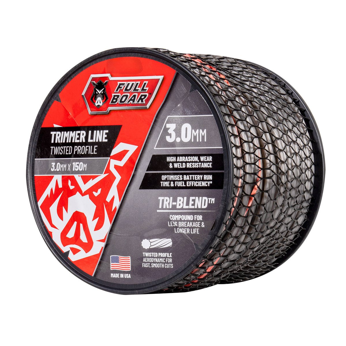 Full Boar 3.0mm x 150m Twisted Profile Trimmer Line - Bulk Whipper Snipper Cord