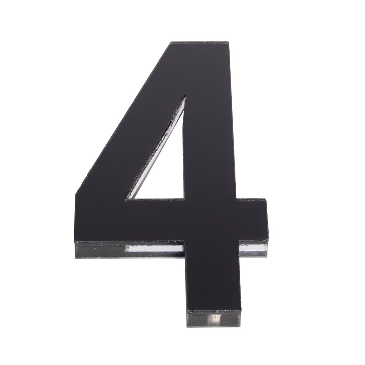 Sandleford 120mm Black Acrylic House Number 4 - Gloss, Weather Resistant